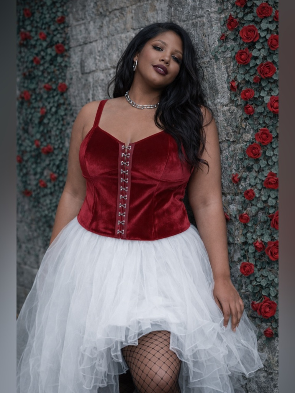 Torrid Nightfall Gothic Red Velvet Hook & Eye Cami Tanktop, Large, NWT! - Picture 2 of 16